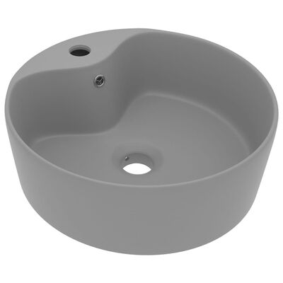 vidaXL Luxury Wash Basin with Overflow Matt Light Grey 36x13 cm Ceramic