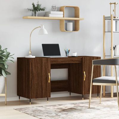 vidaXL Desk Brown Oak 140x50x75 cm Engineered Wood