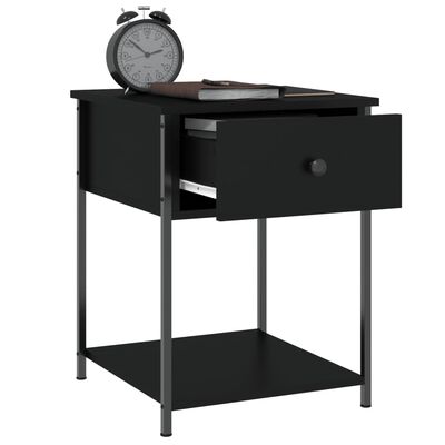 vidaXL Bedside Table Black 44x45x58 cm Engineered Wood