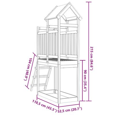 vidaXL Play Tower with Ladder 110.5x52.5x215 cm Solid Wood Douglas Fir