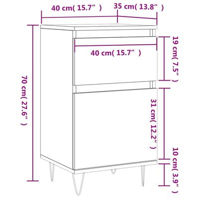 vidaXL Sideboards 2 pcs Concrete Grey 40x35x70 cm Engineered Wood