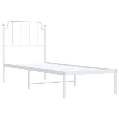 vidaXL Metal Bed Frame without Mattress with Headboard White 75x190 cm Small Single