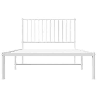 vidaXL Metal Bed Frame without Mattress with Headboard White 100x200 cm