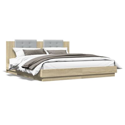 vidaXL Bed Frame with LED without Mattress Sonoma Oak 200x200 cm