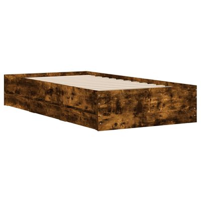 vidaXL Bed Frame with Drawers without Mattress Smoked Oak 75x190 cm Small Single