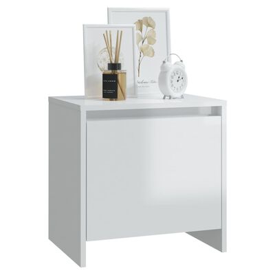 vidaXL Bedside Cabinet High Gloss White 45x34x44.5 cm Engineered Wood