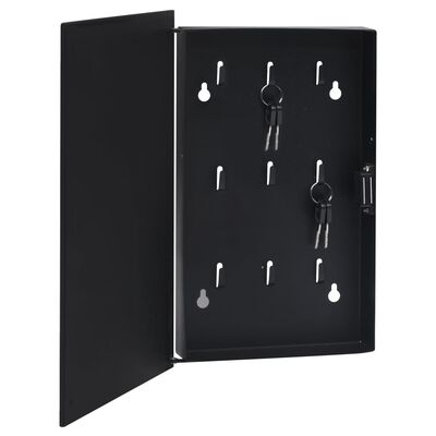 vidaXL Key Box with Magnetic Board Black 30x20x4 cm