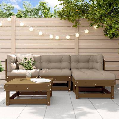 vidaXL 5 Piece Garden Lounge Set Honey Brown Solid Wood Pine