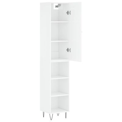 vidaXL Highboard High Gloss White 34.5x34x180 cm Engineered Wood