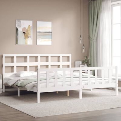 vidaXL Bed Frame without Mattress White Super King Size Solid Wood Pine