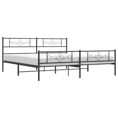 vidaXL Metal Bed Frame without Mattress with Footboard Black 193x203 cm