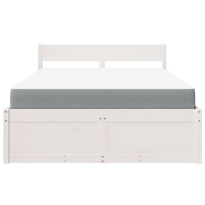 vidaXL Bed with Drawers and Mattress White 140x190 cm Solid Wood Pine