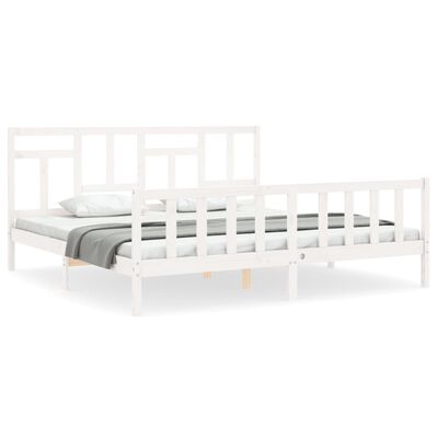 vidaXL Bed Frame without Mattress White Super King Size Solid Wood Pine