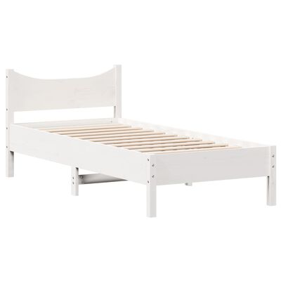 vidaXL Bed Frame without Mattress White 75x190 cm Small Single Solid Wood Pine