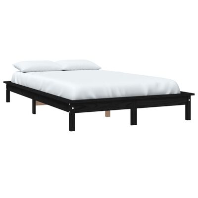 vidaXL Bed Frame without Mattress Black 140x190 cm Solid Wood Pine