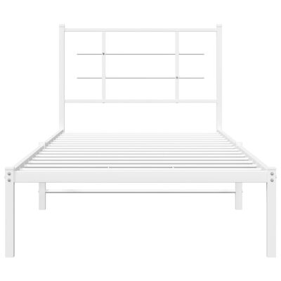 vidaXL Metal Bed Frame without Mattress with Headboard White 90x200 cm