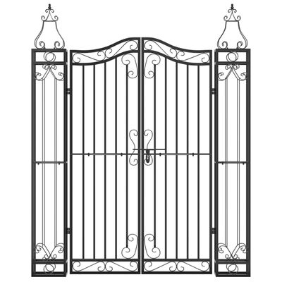 vidaXL Garden Gate Black 121x8x150 cm Wrought Iron