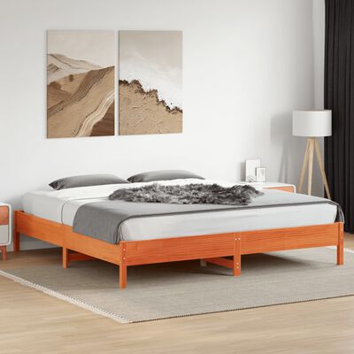 vidaXL Bed Frame without Mattress Wax Brown 180x200 cm Super King Solid Wood Pine