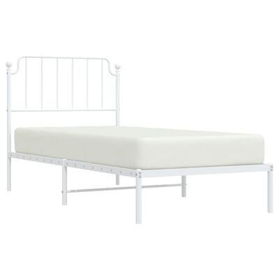 vidaXL Metal Bed Frame without Mattress with Headboard White 90x200 cm