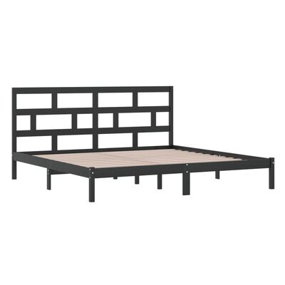 vidaXL Bed Frame without Mattress Black Solid Wood Pine 200x200 cm (810041+814218)