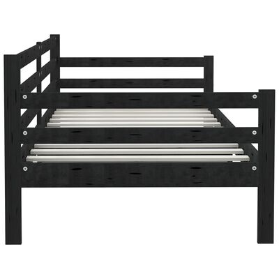 vidaXL Day Bed without Mattress Black Solid Wood Pine 90x200 cm