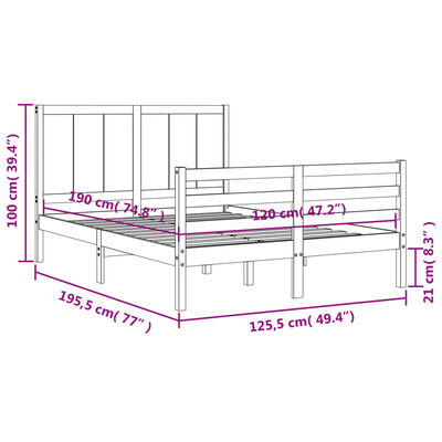 vidaXL Bed Frame without Mattress Honey Brown Small Double Solid Wood