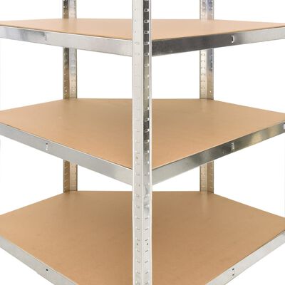 vidaXL 4-Layer Shelves 5 pcs Silver Steel&Engineered Wood