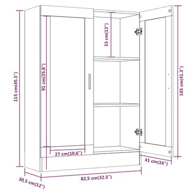 vidaXL Vitrine Cabinet Grey Sonoma 82.5x30.5x115 cm Engineered Wood