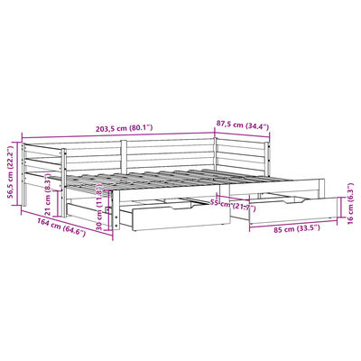 vidaXL Daybed with Trundle and Drawers without Mattress White 80x200 cm