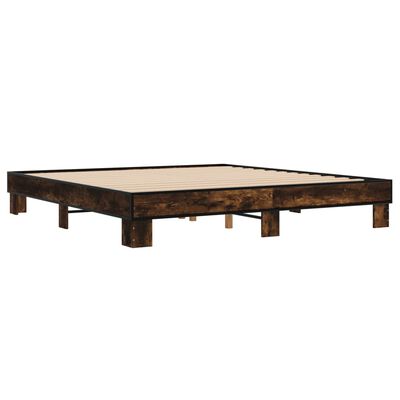 vidaXL Bed Frame without Mattress Smoked Oak 180x200 cm Super King