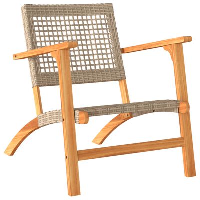 vidaXL Garden Chairs 2 pcs Beige Poly Rattan and Acacia Wood