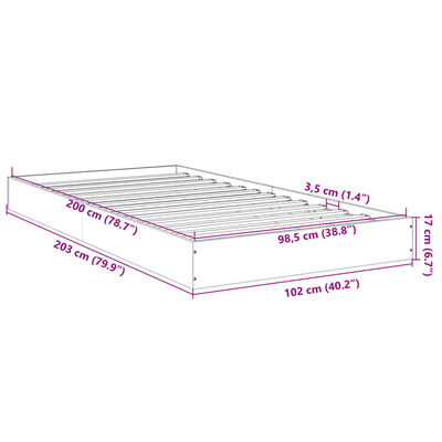 vidaXL Bed Frame without Mattress Smoked Oak 100x200 cm Engineered Wood