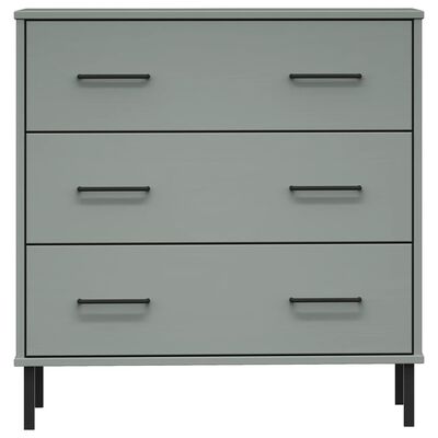 vidaXL Sideboard with 3 Drawers Grey 77x40x79.5 cm Solid Wood OSLO