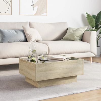 vidaXL Coffee Table with LED Sonoma Oak 70x50x30 cm Engineered Wood