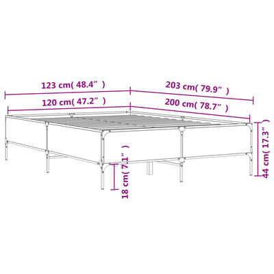 vidaXL Bed Frame without Mattress Grey Sonoma 120x200 cm