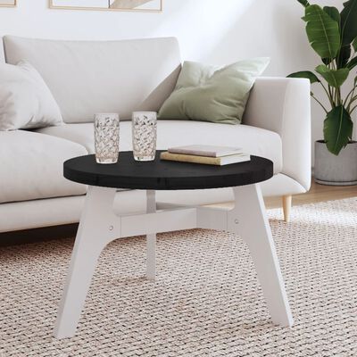 vidaXL Table Top Round Black Ø60x3 cm Solid Wood Pine