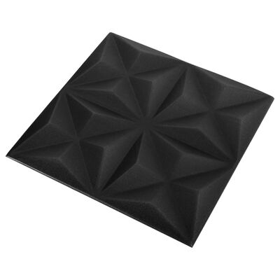 vidaXL 3D Wall Panels 48 pcs 50x50 cm Origami Black 12 m²