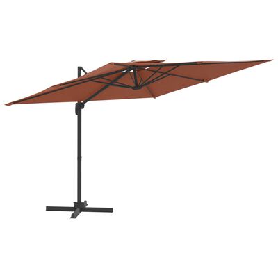 vidaXL Double Top Cantilever Garden Parasol Terracotta 300x300 cm