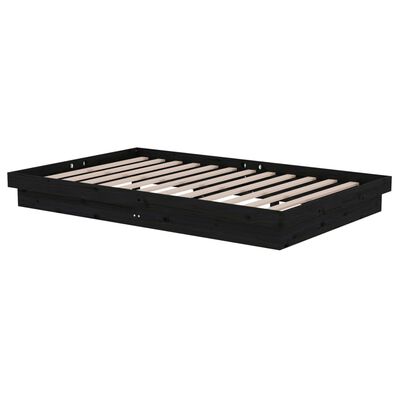 vidaXL Bed Frame without Mattress Black Solid Wood Small Double