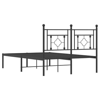 vidaXL Metal Bed Frame with Headboard Black 120x200 cm