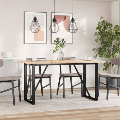 vidaXL Dining Table O-Frame 160x80x75.5 cm Solid Wood Pine and Cast Iron