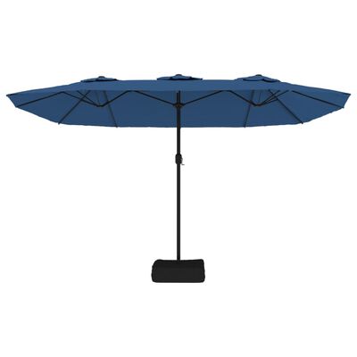 vidaXL Double-Head Garden Parasol with LEDs Azure Blue 449x245 cm