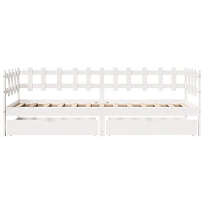 vidaXL Daybed with Drawers without Mattress White 90x200 cm Solid Wood