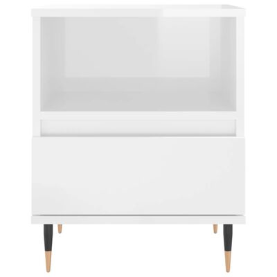 vidaXL Bedside Cabinet High Gloss White 40x35x50 cm Engineered Wood