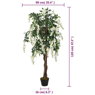 vidaXL Artificial Wisteria Tree 840 Leaves 120 cm Green and White