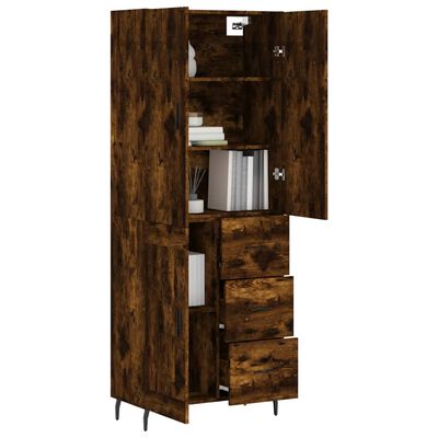 vidaXL Highboard Smoked Oak 69.5x34x180 cm Engineered Wood