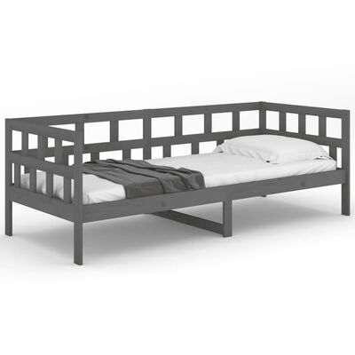 vidaXL Day Bed without Mattress Grey Solid Wood Pine 90x200 cm