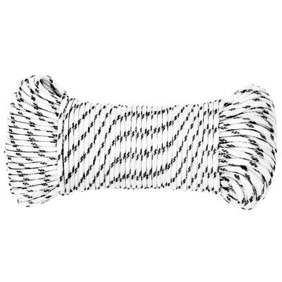 vidaXL Braided Boat Rope White 3 mmx500 m Polyester