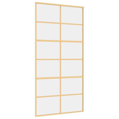 vidaXL Sliding Door Gold 102.5x205 cm Clear ESG Glass and Aluminium