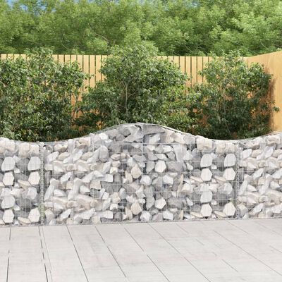 vidaXL Arched Gabion Baskets 7 pcs 200x30x80/100 cm Galvanised Iron